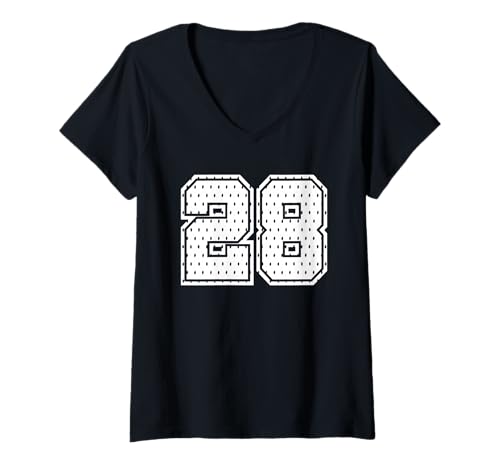 Damen Fußballtrikot Nr. 28 Sportmannschaft 28. Geburtstag T-Shirt mit V-Ausschnitt Damen Fußballtrikot Nr. 28 Sportmannschaft 28. Geburtstag T-Shirt mit V-Ausschnitt von Number Uniform Team Tees