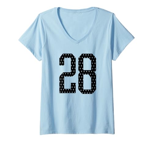 Damen Fußballtrikot Nr. 28 Sportmannschaft 28. Geburtstag T-Shirt mit V-Ausschnitt Damen Fußballtrikot Nr. 28 Sportmannschaft 28. Geburtstag T-Shirt mit V-Ausschnitt von Number Uniform Team Tees