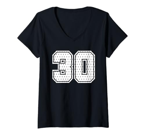 Damen Fußballtrikot Nr. 30 Sportmannschaft 30. Geburtstag T-Shirt mit V-Ausschnitt Damen Fußballtrikot Nr. 30 Sportmannschaft 30. Geburtstag T-Shirt mit V-Ausschnitt von Number Uniform Team Tees