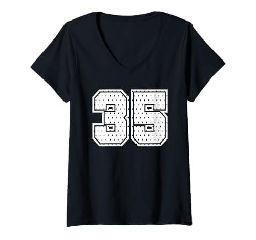 Damen Fußballtrikot Nr. 35 Sportmannschaft 35. Geburtstag T-Shirt mit V-Ausschnitt Damen Fußballtrikot Nr. 35 Sportmannschaft 35. Geburtstag T-Shirt mit V-Ausschnitt von Number Uniform Team Tees