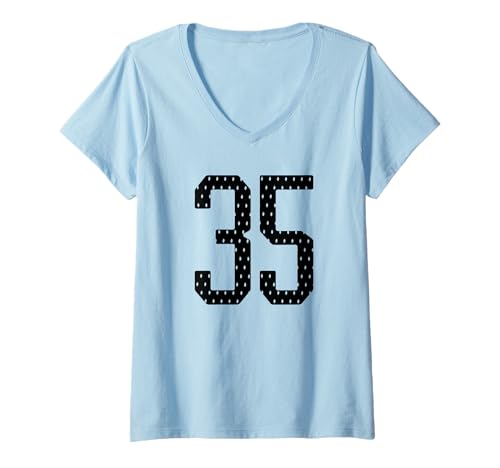 Damen Fußballtrikot Nr. 35 Sportmannschaft 35. Geburtstag T-Shirt mit V-Ausschnitt Damen Fußballtrikot Nr. 35 Sportmannschaft 35. Geburtstag T-Shirt mit V-Ausschnitt von Number Uniform Team Tees