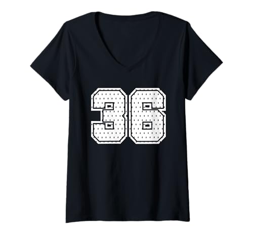 Damen Fußballtrikot Nr. 36 Sportmannschaft 36. Geburtstag T-Shirt mit V-Ausschnitt Damen Fußballtrikot Nr. 36 Sportmannschaft 36. Geburtstag T-Shirt mit V-Ausschnitt von Number Uniform Team Tees