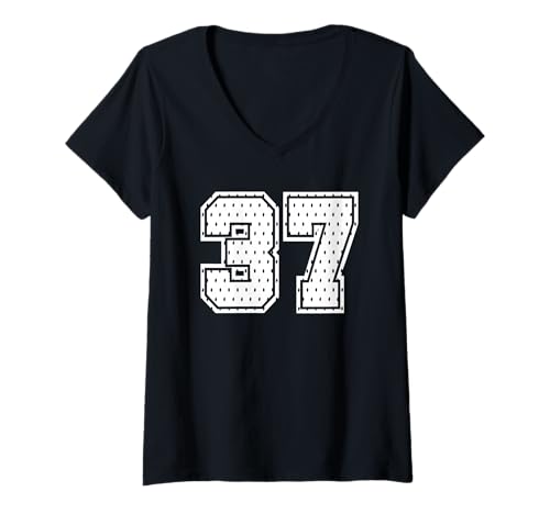 Damen Fußballtrikot Nr. 37 Sportteam 37. Geburtstag T-Shirt mit V-Ausschnitt Damen Fußballtrikot Nr. 37 Sportteam 37. Geburtstag T-Shirt mit V-Ausschnitt von Number Uniform Team Tees