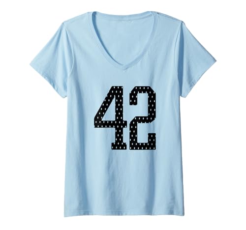 Damen Fußballtrikot Nr. 42 Sportmannschaft 42. Geburtstag T-Shirt mit V-Ausschnitt Damen Fußballtrikot Nr. 42 Sportmannschaft 42. Geburtstag T-Shirt mit V-Ausschnitt von Number Uniform Team Tees