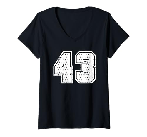 Damen Fußballtrikot Nr. 43 Sports Team 43. Geburtstag T-Shirt mit V-Ausschnitt Damen Fußballtrikot Nr. 43 Sports Team 43. Geburtstag T-Shirt mit V-Ausschnitt von Number Uniform Team Tees