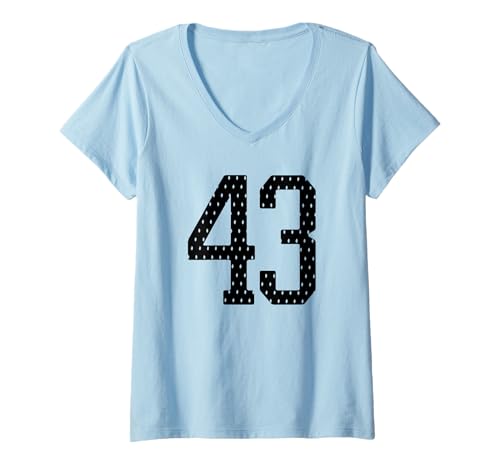 Damen Fußballtrikot Nr. 43 Sports Team 43. Geburtstag T-Shirt mit V-Ausschnitt Damen Fußballtrikot Nr. 43 Sports Team 43. Geburtstag T-Shirt mit V-Ausschnitt von Number Uniform Team Tees
