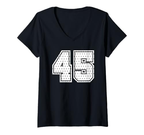 Damen Fußballtrikot Nr. 45 Sportmannschaft 45. Geburtstag T-Shirt mit V-Ausschnitt Damen Fußballtrikot Nr. 45 Sportmannschaft 45. Geburtstag T-Shirt mit V-Ausschnitt von Number Uniform Team Tees