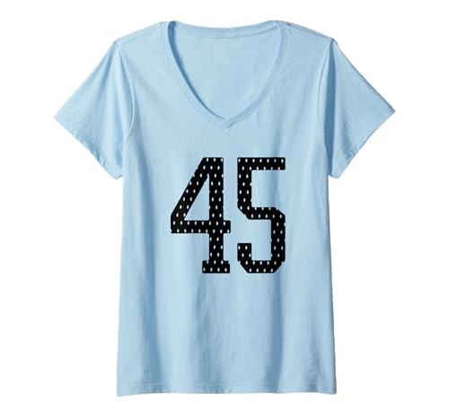 Damen Fußballtrikot Nr. 45 Sportmannschaft 45. Geburtstag T-Shirt mit V-Ausschnitt Damen Fußballtrikot Nr. 45 Sportmannschaft 45. Geburtstag T-Shirt mit V-Ausschnitt von Number Uniform Team Tees