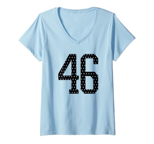 Damen Fußballtrikot Nr. 46 Sportmannschaft 46. Geburtstag T-Shirt mit V-Ausschnitt Damen Fußballtrikot Nr. 46 Sportmannschaft 46. Geburtstag T-Shirt mit V-Ausschnitt von Number Uniform Team Tees
