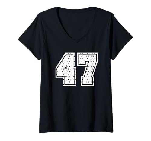 Damen Fußballtrikot Nr. 47 Sportmannschaft 47. Geburtstag T-Shirt mit V-Ausschnitt Damen Fußballtrikot Nr. 47 Sportmannschaft 47. Geburtstag T-Shirt mit V-Ausschnitt von Number Uniform Team Tees