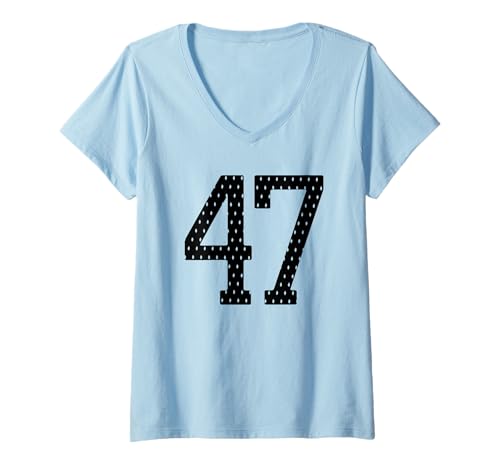 Damen Fußballtrikot Nr. 47 Sportmannschaft 47. Geburtstag T-Shirt mit V-Ausschnitt Damen Fußballtrikot Nr. 47 Sportmannschaft 47. Geburtstag T-Shirt mit V-Ausschnitt von Number Uniform Team Tees