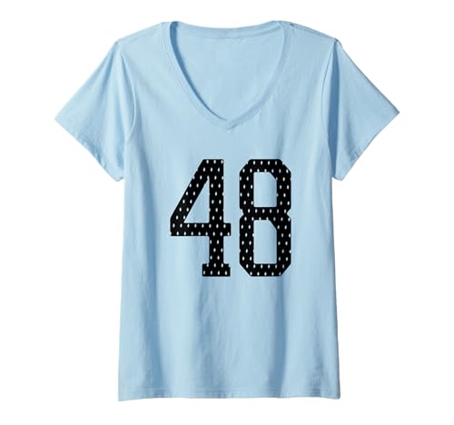 Damen Fußballtrikot Nr. 48 Sportmannschaft 48. Geburtstag T-Shirt mit V-Ausschnitt Damen Fußballtrikot Nr. 48 Sportmannschaft 48. Geburtstag T-Shirt mit V-Ausschnitt von Number Uniform Team Tees