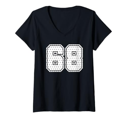 Damen Fußballtrikot Nr. 68 Sportmannschaft 68. Geburtstag T-Shirt mit V-Ausschnitt von Number Uniform Team Tees