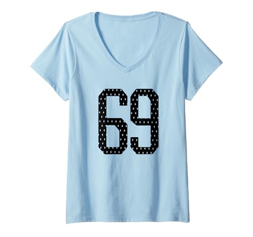 Damen Fußballtrikot Nr. 69 Sportmannschaft 69. Geburtstag T-Shirt mit V-Ausschnitt Damen Fußballtrikot Nr. 69 Sportmannschaft 69. Geburtstag T-Shirt mit V-Ausschnitt von Number Uniform Team Tees
