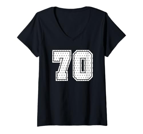 Damen Fußballtrikot Nr. 70 Sports Team 70. Geburtstag T-Shirt mit V-Ausschnitt Damen Fußballtrikot Nr. 70 Sports Team 70. Geburtstag T-Shirt mit V-Ausschnitt von Number Uniform Team Tees