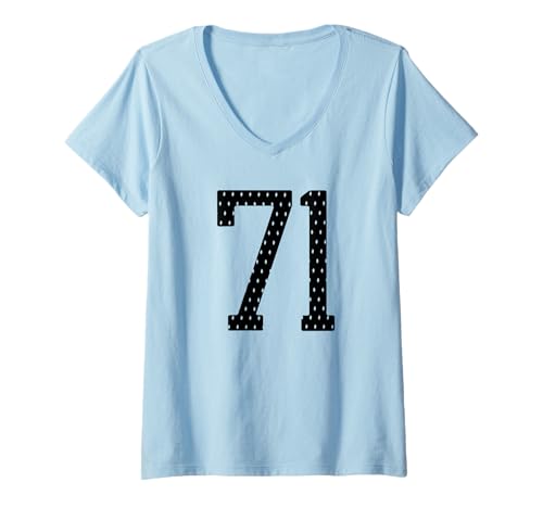 Damen Fußballtrikot Nr. 71 Sportmannschaft 71. Geburtstag T-Shirt mit V-Ausschnitt Damen Fußballtrikot Nr. 71 Sportmannschaft 71. Geburtstag T-Shirt mit V-Ausschnitt von Number Uniform Team Tees
