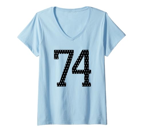 Damen Fußballtrikot Nr. 74 Sports Team 74. Geburtstag T-Shirt mit V-Ausschnitt Damen Fußballtrikot Nr. 74 Sports Team 74. Geburtstag T-Shirt mit V-Ausschnitt von Number Uniform Team Tees