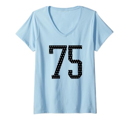 Damen Fußballtrikot Nr. 75 Sports Team 75. Geburtstag T-Shirt mit V-Ausschnitt Damen Fußballtrikot Nr. 75 Sports Team 75. Geburtstag T-Shirt mit V-Ausschnitt von Number Uniform Team Tees