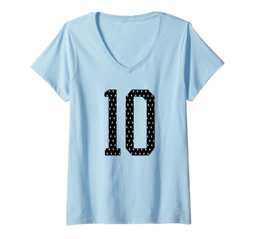 Damen Fußballtrikot Nummer 10 Sportmannschaft 10. Geburtstag T-Shirt mit V-Ausschnitt Damen Fußballtrikot Nummer 10 Sportmannschaft 10. Geburtstag T-Shirt mit V-Ausschnitt von Number Uniform Team Tees