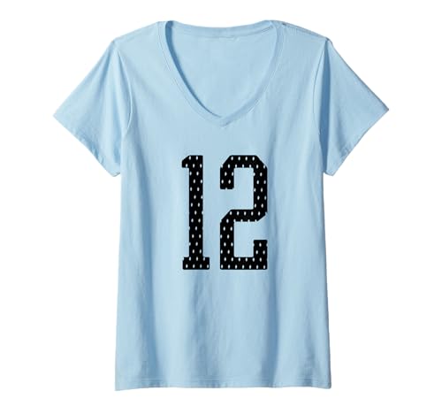 Damen Fußballtrikot Nummer 12 Sportmannschaft 12. Geburtstag T-Shirt mit V-Ausschnitt Damen Fußballtrikot Nummer 12 Sportmannschaft 12. Geburtstag T-Shirt mit V-Ausschnitt von Number Uniform Team Tees