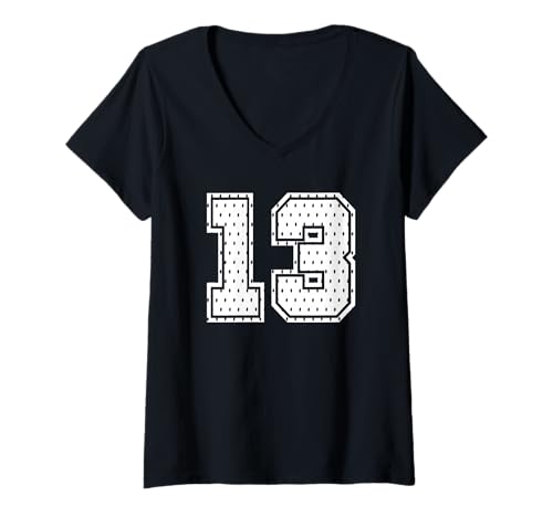 Damen Fußballtrikot Nummer 13 Sportmannschaft 13. Geburtstag T-Shirt mit V-Ausschnitt Damen Fußballtrikot Nummer 13 Sportmannschaft 13. Geburtstag T-Shirt mit V-Ausschnitt von Number Uniform Team Tees