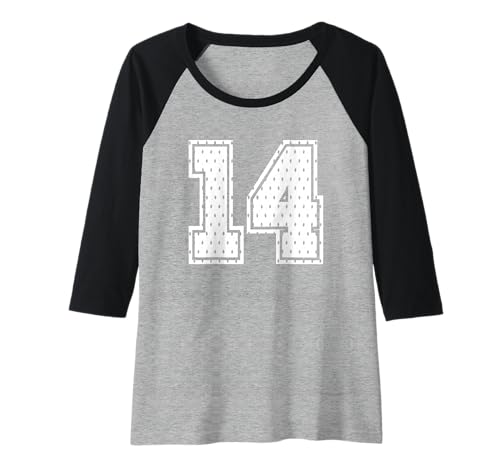 Damen Fußballtrikot Nummer 14 Sportmannschaft 14. Geburtstag Raglan Damen Fußballtrikot Nummer 14 Sportmannschaft 14. Geburtstag Raglan von Number Uniform Team Tees