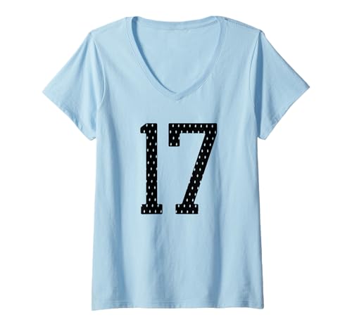 Damen Fußballtrikot Nummer 17 Sportmannschaft 17. Geburtstag T-Shirt mit V-Ausschnitt Damen Fußballtrikot Nummer 17 Sportmannschaft 17. Geburtstag T-Shirt mit V-Ausschnitt von Number Uniform Team Tees