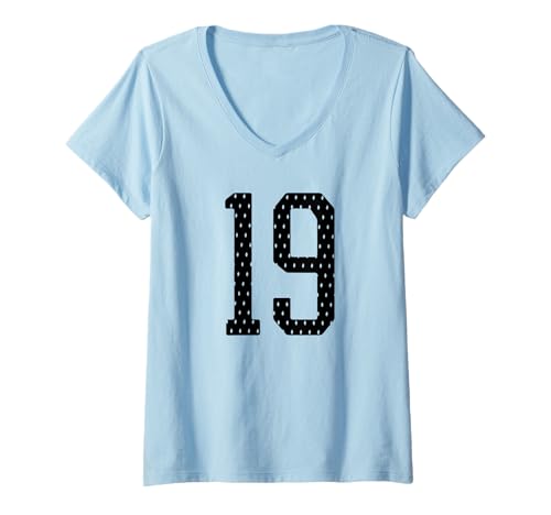 Damen Fußballtrikot Nummer 19 Sportmannschaft 19. Geburtstag T-Shirt mit V-Ausschnitt Damen Fußballtrikot Nummer 19 Sportmannschaft 19. Geburtstag T-Shirt mit V-Ausschnitt von Number Uniform Team Tees