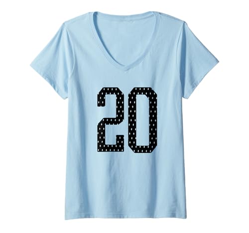 Damen Fußballtrikot Nummer 20 Sportmannschaft 20. Geburtstag T-Shirt mit V-Ausschnitt Damen Fußballtrikot Nummer 20 Sportmannschaft 20. Geburtstag T-Shirt mit V-Ausschnitt von Number Uniform Team Tees