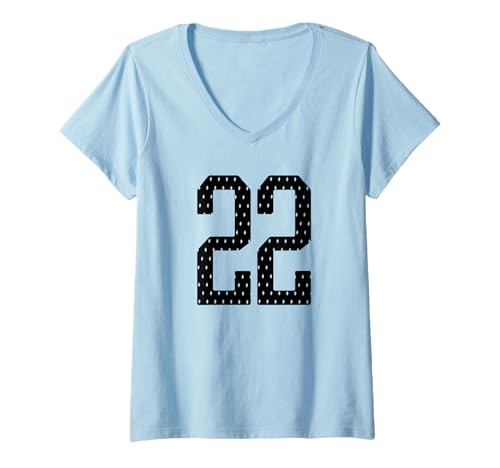 Damen Fußballtrikot Nummer 22 Sportmannschaft 22. Geburtstag T-Shirt mit V-Ausschnitt Damen Fußballtrikot Nummer 22 Sportmannschaft 22. Geburtstag T-Shirt mit V-Ausschnitt von Number Uniform Team Tees