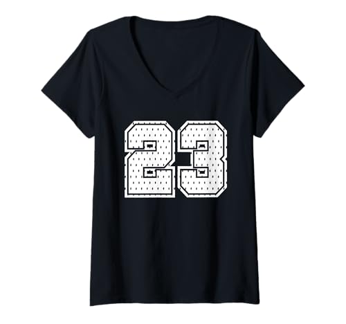 Damen Fußballtrikot Nummer 23 Sportmannschaft 23. Geburtstag T-Shirt mit V-Ausschnitt Damen Fußballtrikot Nummer 23 Sportmannschaft 23. Geburtstag T-Shirt mit V-Ausschnitt von Number Uniform Team Tees