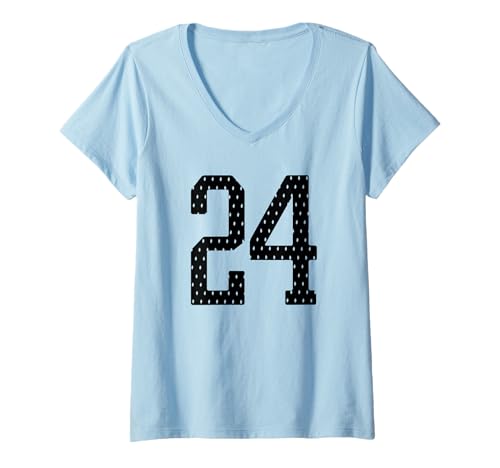 Damen Fußballtrikot Nummer 24 Sportmannschaft 24. Geburtstag T-Shirt mit V-Ausschnitt Damen Fußballtrikot Nummer 24 Sportmannschaft 24. Geburtstag T-Shirt mit V-Ausschnitt von Number Uniform Team Tees
