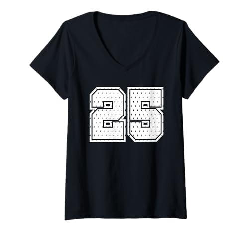 Damen Fußballtrikot Nummer 25 Sportmannschaft 25. Geburtstag T-Shirt mit V-Ausschnitt von Number Uniform Team Tees