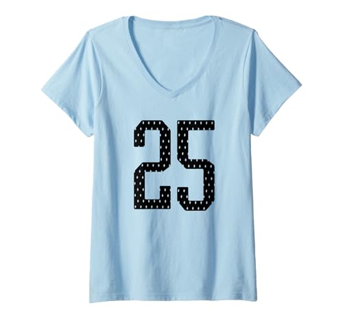 Damen Fußballtrikot Nummer 25 Sportmannschaft 25. Geburtstag T-Shirt mit V-Ausschnitt Damen Fußballtrikot Nummer 25 Sportmannschaft 25. Geburtstag T-Shirt mit V-Ausschnitt von Number Uniform Team Tees