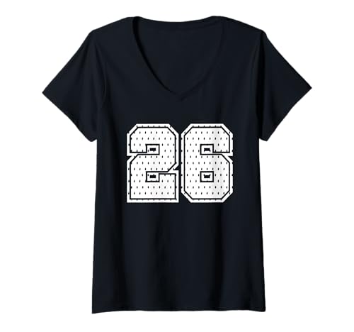 Damen Fußballtrikot Nummer 26 Sportmannschaft 26. Geburtstag T-Shirt mit V-Ausschnitt Damen Fußballtrikot Nummer 26 Sportmannschaft 26. Geburtstag T-Shirt mit V-Ausschnitt von Number Uniform Team Tees