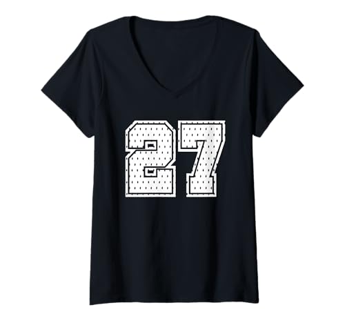 Damen Fußballtrikot Nummer 27 Sportmannschaft 27. Geburtstag T-Shirt mit V-Ausschnitt Damen Fußballtrikot Nummer 27 Sportmannschaft 27. Geburtstag T-Shirt mit V-Ausschnitt von Number Uniform Team Tees