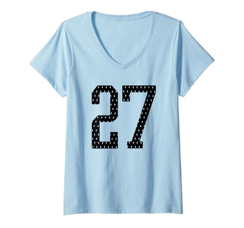 Damen Fußballtrikot Nummer 27 Sportmannschaft 27. Geburtstag T-Shirt mit V-Ausschnitt Damen Fußballtrikot Nummer 27 Sportmannschaft 27. Geburtstag T-Shirt mit V-Ausschnitt von Number Uniform Team Tees