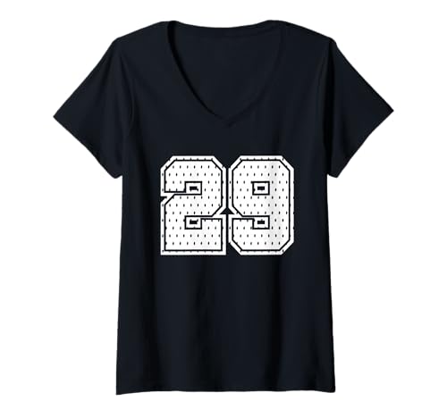 Damen Fußballtrikot Nummer 29 Sportmannschaft 29. Geburtstag T-Shirt mit V-Ausschnitt Damen Fußballtrikot Nummer 29 Sportmannschaft 29. Geburtstag T-Shirt mit V-Ausschnitt von Number Uniform Team Tees
