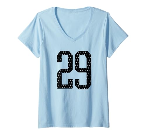 Damen Fußballtrikot Nummer 29 Sportmannschaft 29. Geburtstag T-Shirt mit V-Ausschnitt Damen Fußballtrikot Nummer 29 Sportmannschaft 29. Geburtstag T-Shirt mit V-Ausschnitt von Number Uniform Team Tees