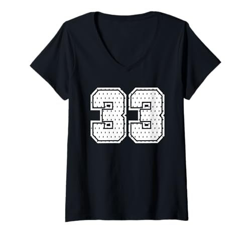 Damen Fußballtrikot Nummer 33 Sports Team 33. Geburtstag T-Shirt mit V-Ausschnitt Damen Fußballtrikot Nummer 33 Sports Team 33. Geburtstag T-Shirt mit V-Ausschnitt von Number Uniform Team Tees