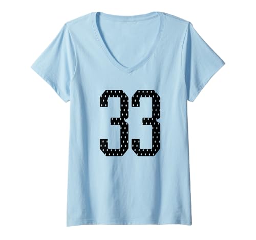 Damen Fußballtrikot Nummer 33 Sports Team 33. Geburtstag T-Shirt mit V-Ausschnitt Damen Fußballtrikot Nummer 33 Sports Team 33. Geburtstag T-Shirt mit V-Ausschnitt von Number Uniform Team Tees