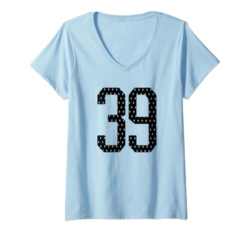 Damen Fußballtrikot Nummer 39 Sportteam 39. Geburtstag T-Shirt mit V-Ausschnitt Damen Fußballtrikot Nummer 39 Sportteam 39. Geburtstag T-Shirt mit V-Ausschnitt von Number Uniform Team Tees