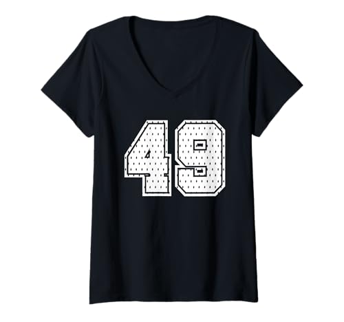 Damen Fußballtrikot Nummer 49 Sportteam 49. Geburtstag T-Shirt mit V-Ausschnitt Damen Fußballtrikot Nummer 49 Sportteam 49. Geburtstag T-Shirt mit V-Ausschnitt von Number Uniform Team Tees