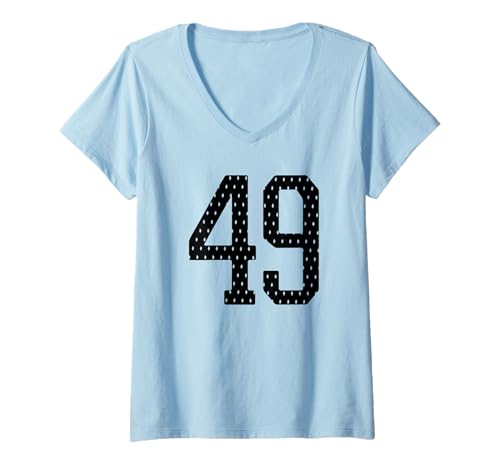 Damen Fußballtrikot Nummer 49 Sportteam 49. Geburtstag T-Shirt mit V-Ausschnitt Damen Fußballtrikot Nummer 49 Sportteam 49. Geburtstag T-Shirt mit V-Ausschnitt von Number Uniform Team Tees