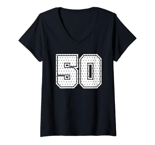 Damen Fußballtrikot Nummer 50 Sportmannschaft 50. Geburtstag T-Shirt mit V-Ausschnitt Damen Fußballtrikot Nummer 50 Sportmannschaft 50. Geburtstag T-Shirt mit V-Ausschnitt von Number Uniform Team Tees