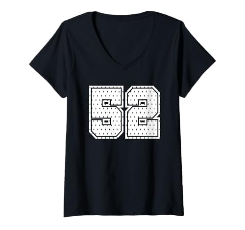 Damen Fußballtrikot Nummer 52 Sportmannschaft 52. Geburtstag T-Shirt mit V-Ausschnitt von Number Uniform Team Tees