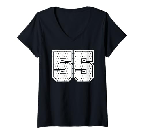 Damen Fußballtrikot Nummer 55 Sportmannschaft 55. Geburtstag T-Shirt mit V-Ausschnitt Damen Fußballtrikot Nummer 55 Sportmannschaft 55. Geburtstag T-Shirt mit V-Ausschnitt von Number Uniform Team Tees