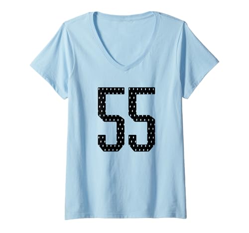 Damen Fußballtrikot Nummer 55 Sportmannschaft 55. Geburtstag T-Shirt mit V-Ausschnitt Damen Fußballtrikot Nummer 55 Sportmannschaft 55. Geburtstag T-Shirt mit V-Ausschnitt von Number Uniform Team Tees