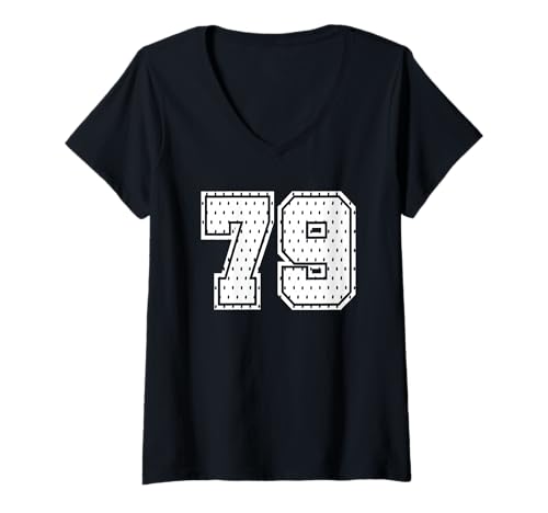Damen Fußballtrikot Nummer 79 Sportteam 79. Geburtstag T-Shirt mit V-Ausschnitt Damen Fußballtrikot Nummer 79 Sportteam 79. Geburtstag T-Shirt mit V-Ausschnitt von Number Uniform Team Tees