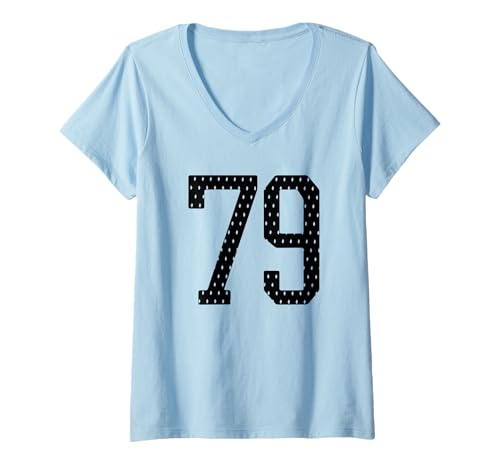 Damen Fußballtrikot Nummer 79 Sportteam 79. Geburtstag T-Shirt mit V-Ausschnitt Damen Fußballtrikot Nummer 79 Sportteam 79. Geburtstag T-Shirt mit V-Ausschnitt von Number Uniform Team Tees